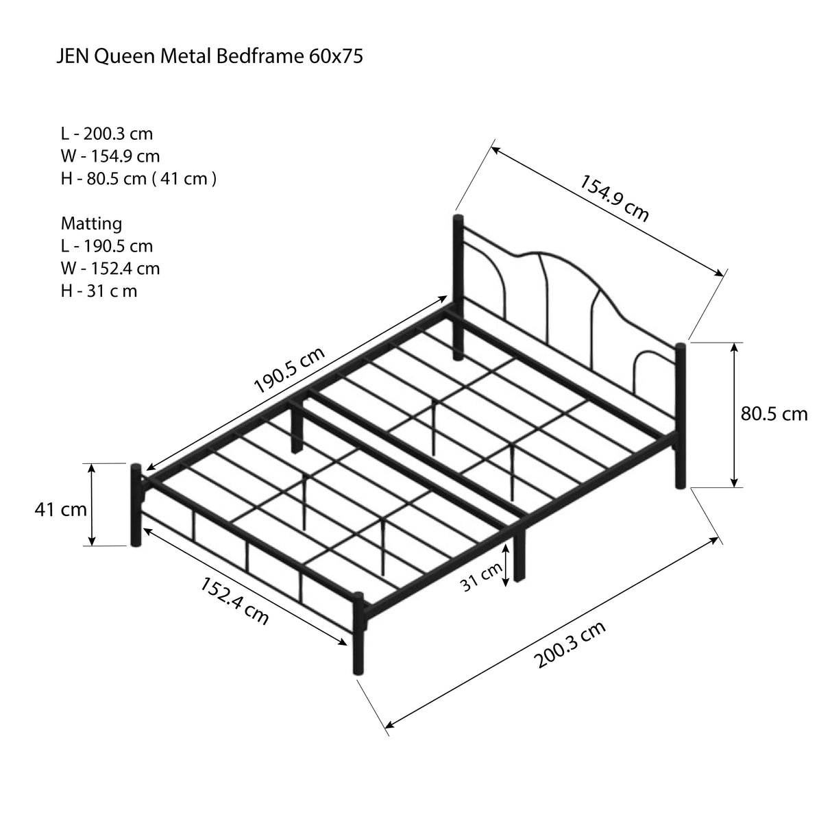 JEN Metal Bedframe Affordahome