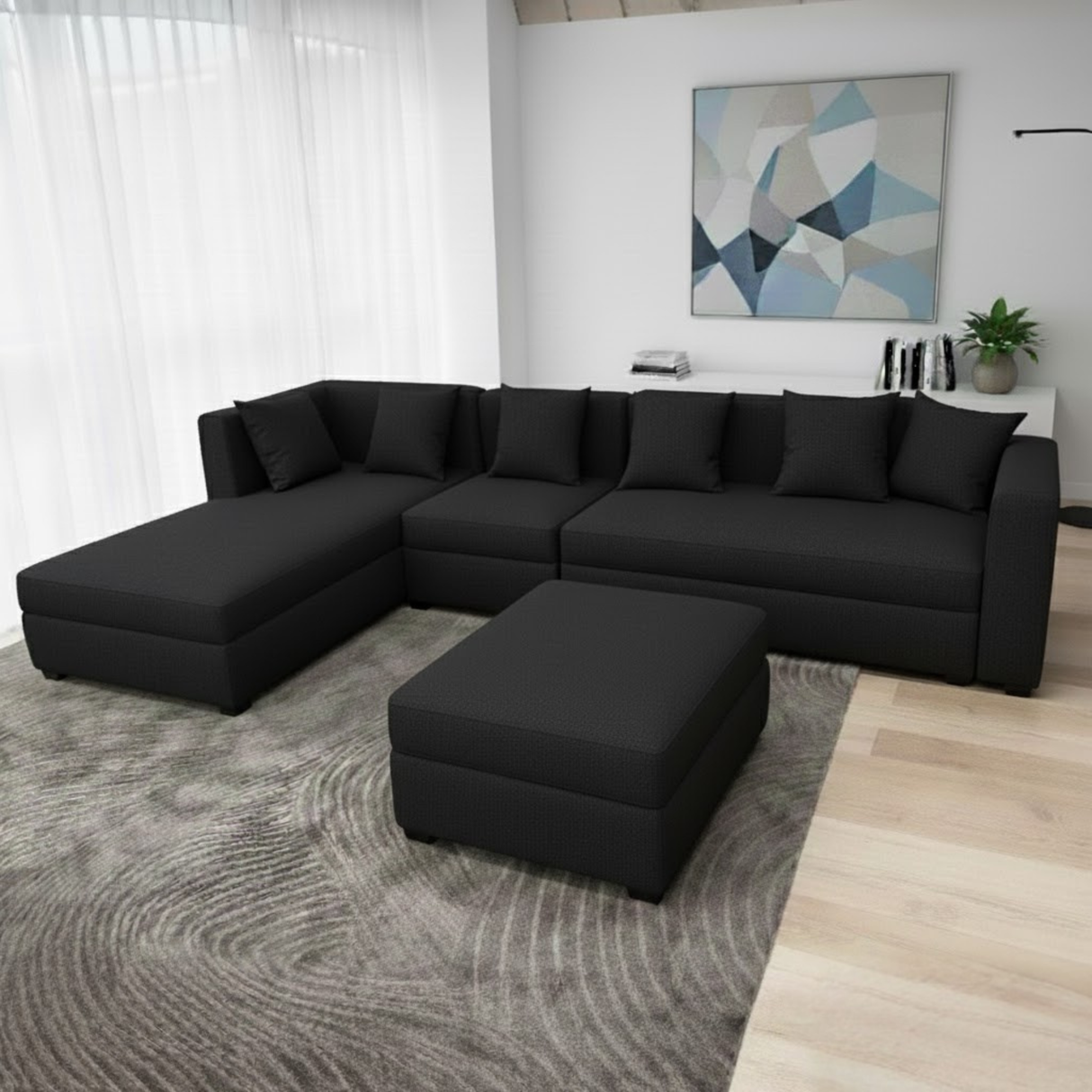 Russel L-shape Fabric Sofa with Ottoman Luxe Life PH