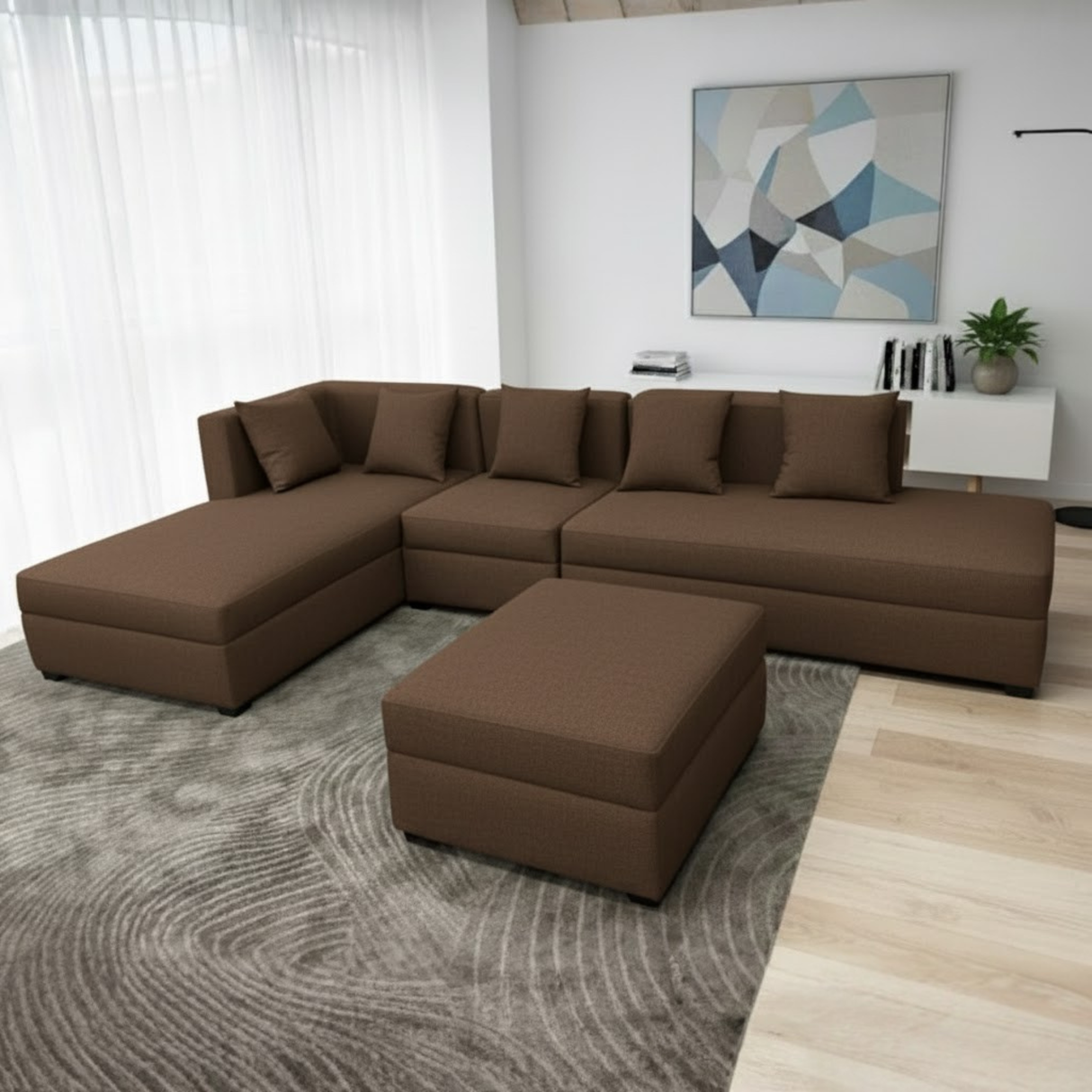 Russel L-shape Fabric Sofa with Ottoman Luxe Life PH
