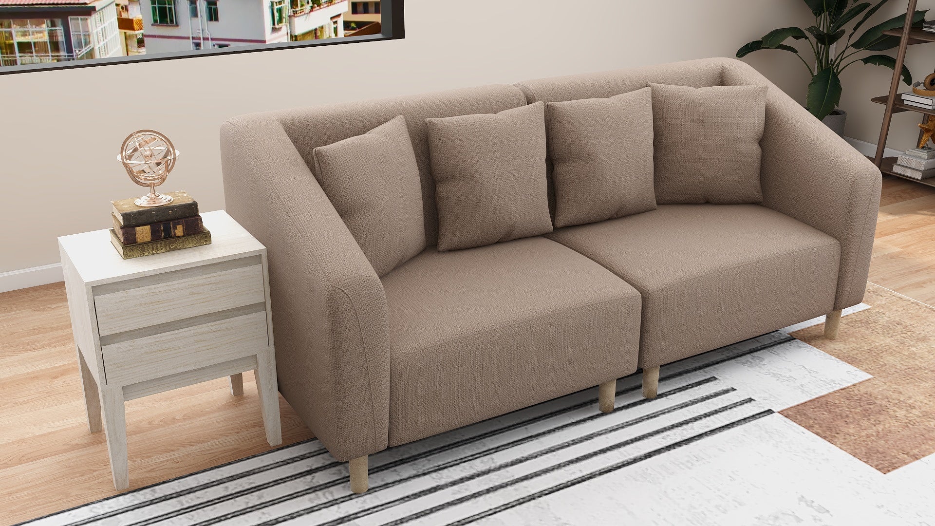 REEVA 3-Seater Fabric Sofa AF Home