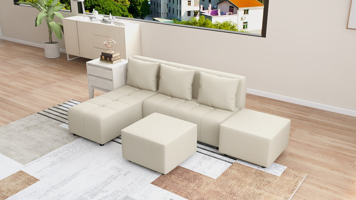 RHEA L-Shape Fabric Sofa Furnigo