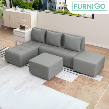 RHEA L-Shape Fabric Sofa Furnigo