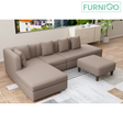 RUSSEL L-Shape Fabric Sofa w/ Ottoman Furnigo