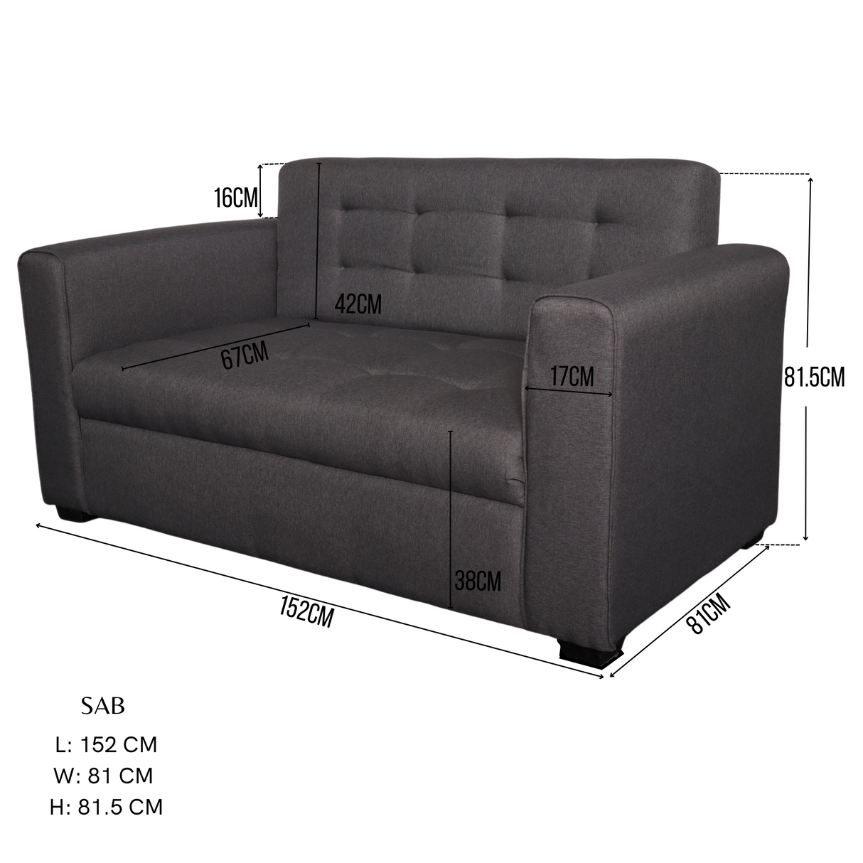 SAB 2-Seater Fabric Sofa Furnigo