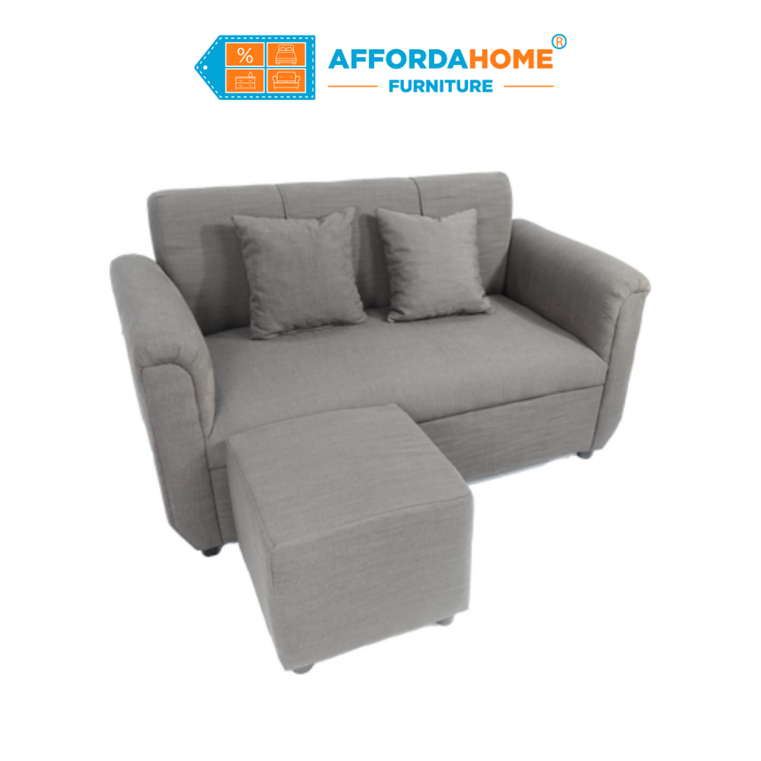 SHEENA 2-Seater Fabric Sofa w/ Ottoman Affordahome