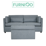 SUZANNE 3-Seater Fabric Sofa w/ Ottoman Furnigo