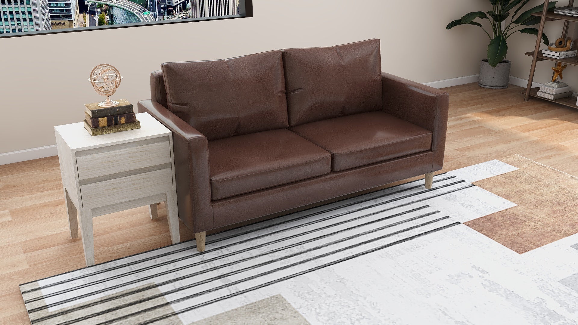 SANDER 3-Seater Leather Sofa AF Home