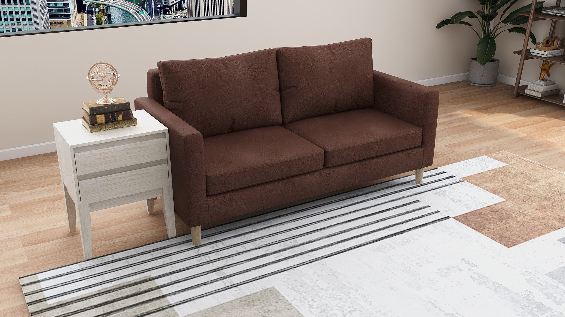 SANDER 3-Seater Leather Sofa AF Home