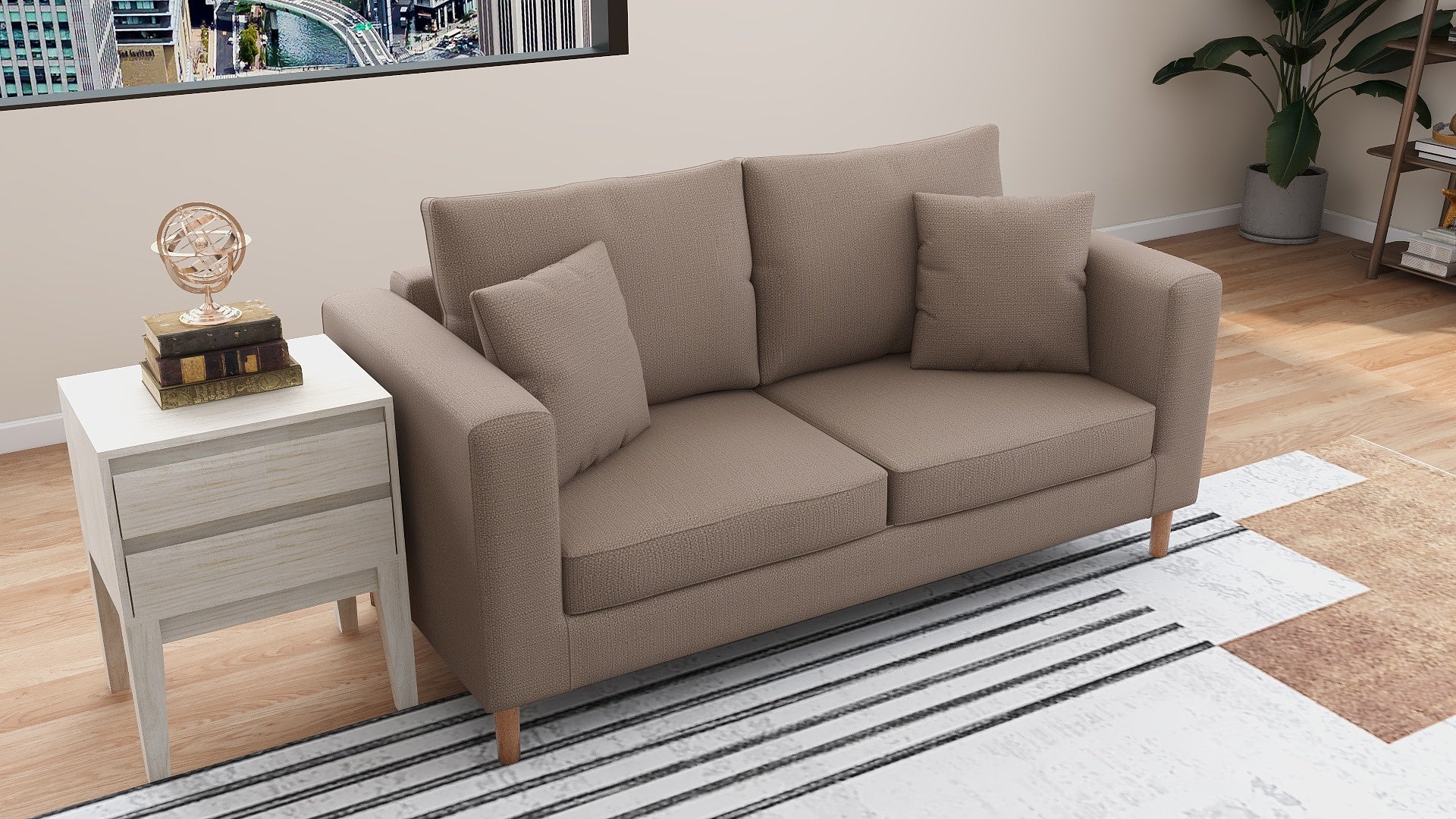 SANDY 2-Seater Fabric Sofa with Pillows AF Home
