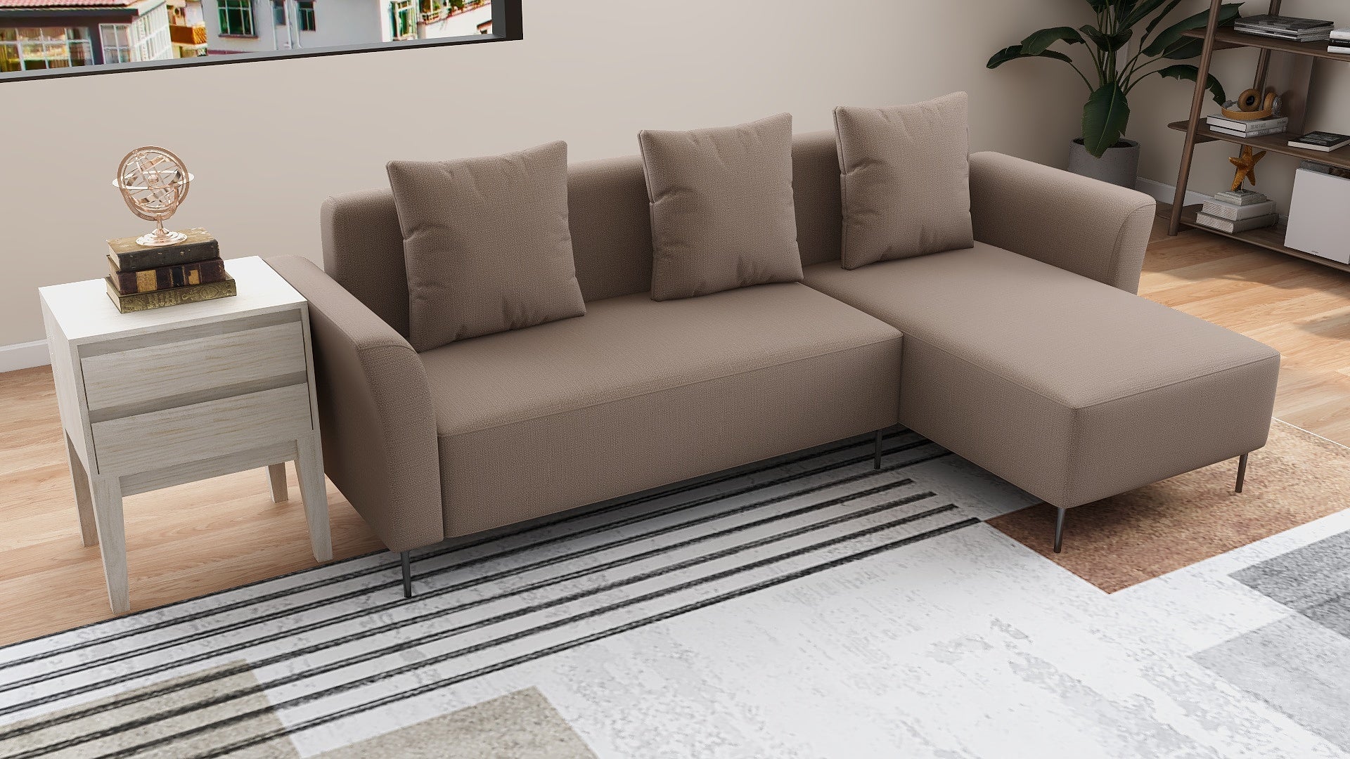 SANTON L-Shape Fabric Sofa AF Home