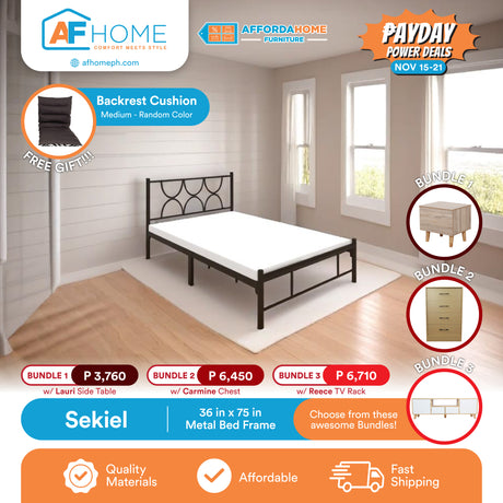 SEKIEL METAL BED FRAME + CHOOSE FROM THESE AWESOME BUNDLES | FREE BACKREST CUSHION | PAYDAY POWER DEALS Affordahome