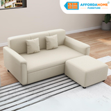 SHEENA 2-Seater Fabric Sofa w/ Ottoman Affordahome