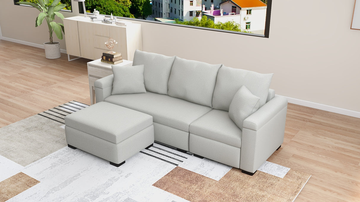 STELLA Fabric Sofa w/ Ottoman and Pillows | FREE BENNY CENTER TABLE | Payday Sale Furnigo