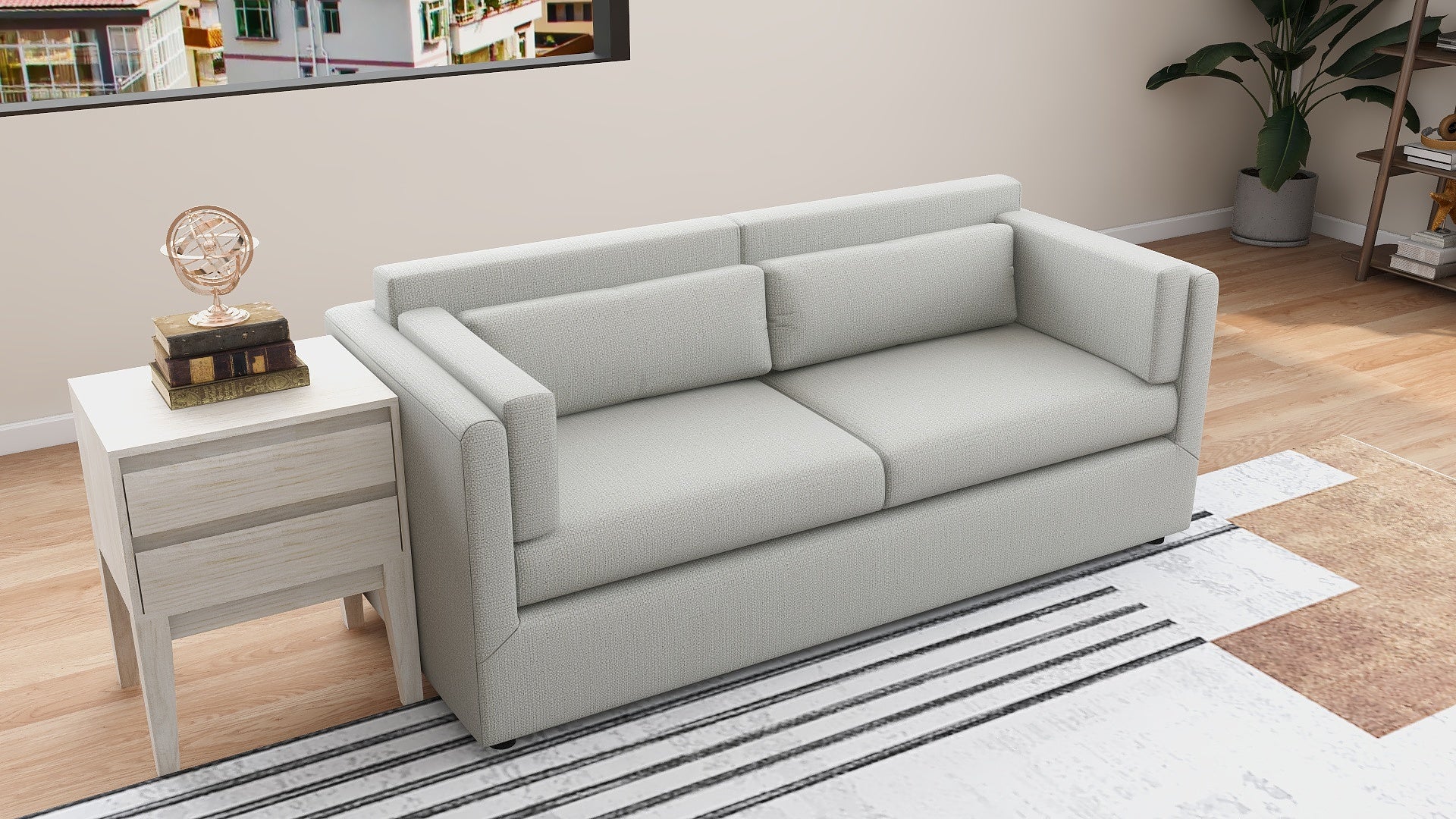 SUZANNE 3-Seater Fabric Sofa w/ Ottoman AF Home