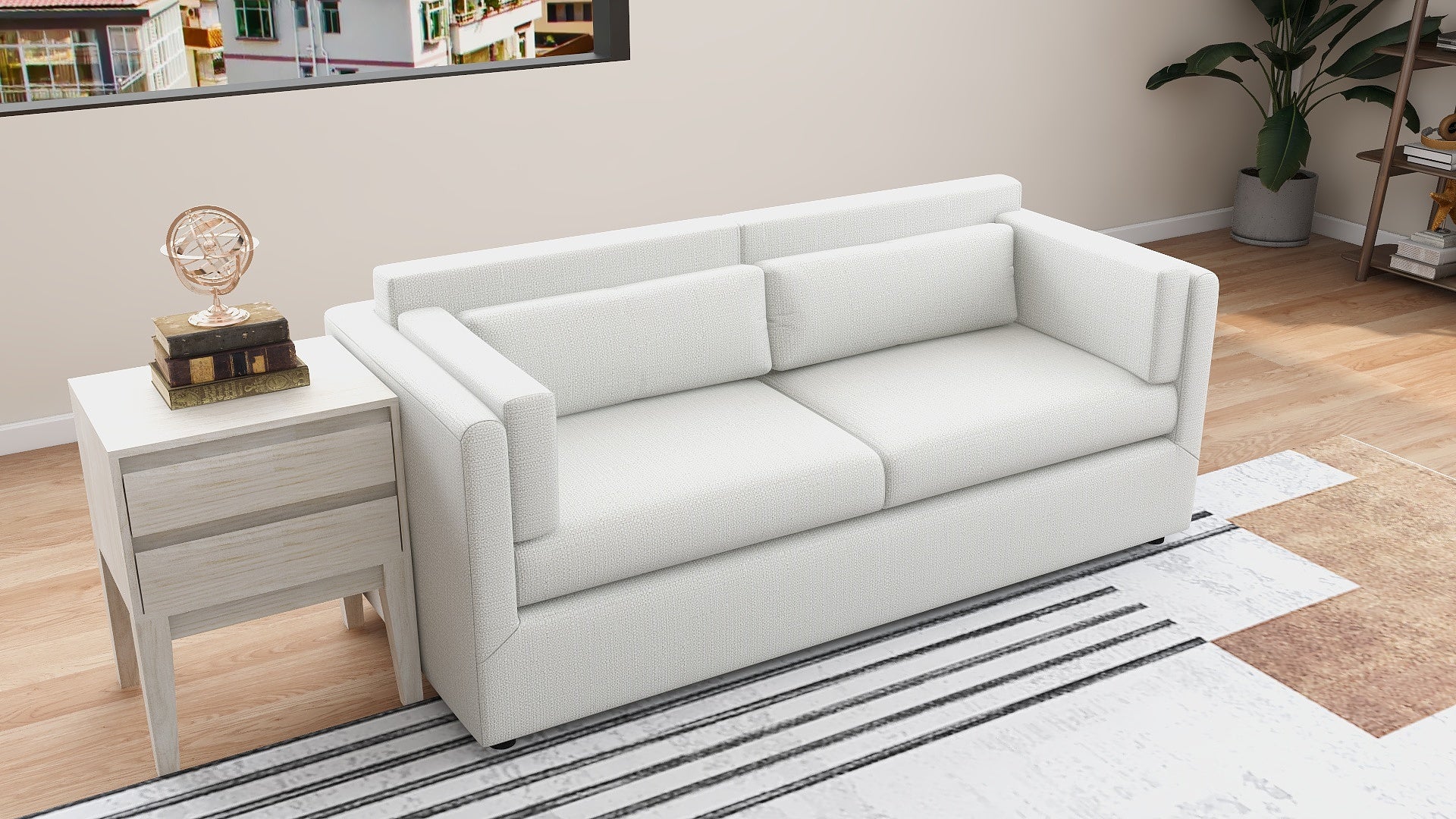 SUZANNE 3-Seater Fabric Sofa w/ Ottoman AF Home