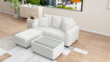 SYLVESTRE Fabric Sofa Set with Ottoman and Center Table with Glass Top Furnigo