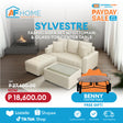 SYLVESTRE Fabric Sofa Set with Ottoman and Center Table with Glass Top | FREE BENNY CENTER TABLE | Payday Sale Furnigo