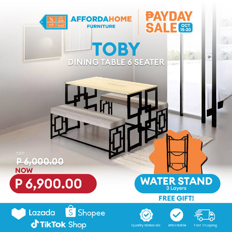 TOBY Dining Table Set | FREE WATER STAND | Payday Sale Affordahome