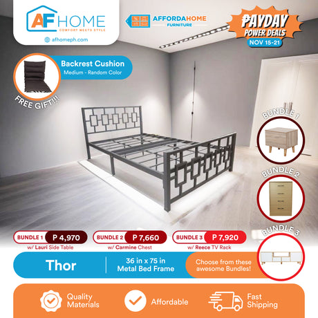 THOR METAL BED FRAME + CHOOSE FROM THESE AWESOME BUNDLES | FREE BACKREST CUSHION | PAYDAY POWER DEALS Affordahome