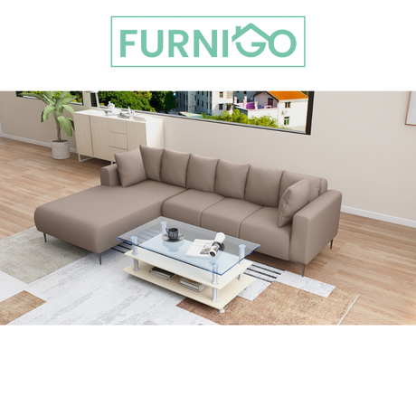 VALENTINO L-Shape Fabric Sofa Furnigo