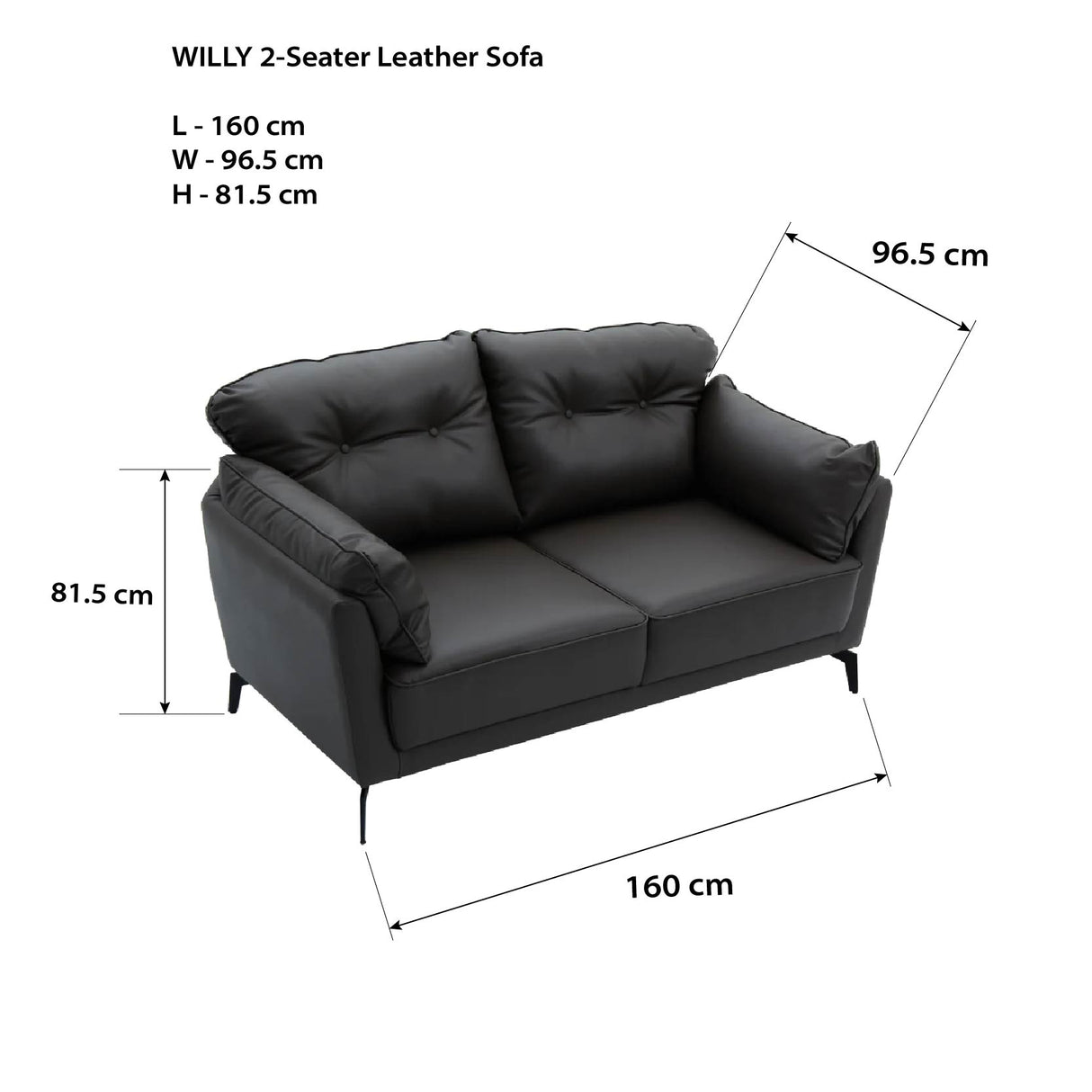 WILLY 2-Seater Leather Sofa Furnigo