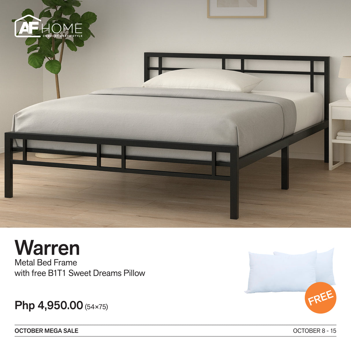10.10 Mega Sale | Warren Metal Bed Frame with Surprise Gift AF Home