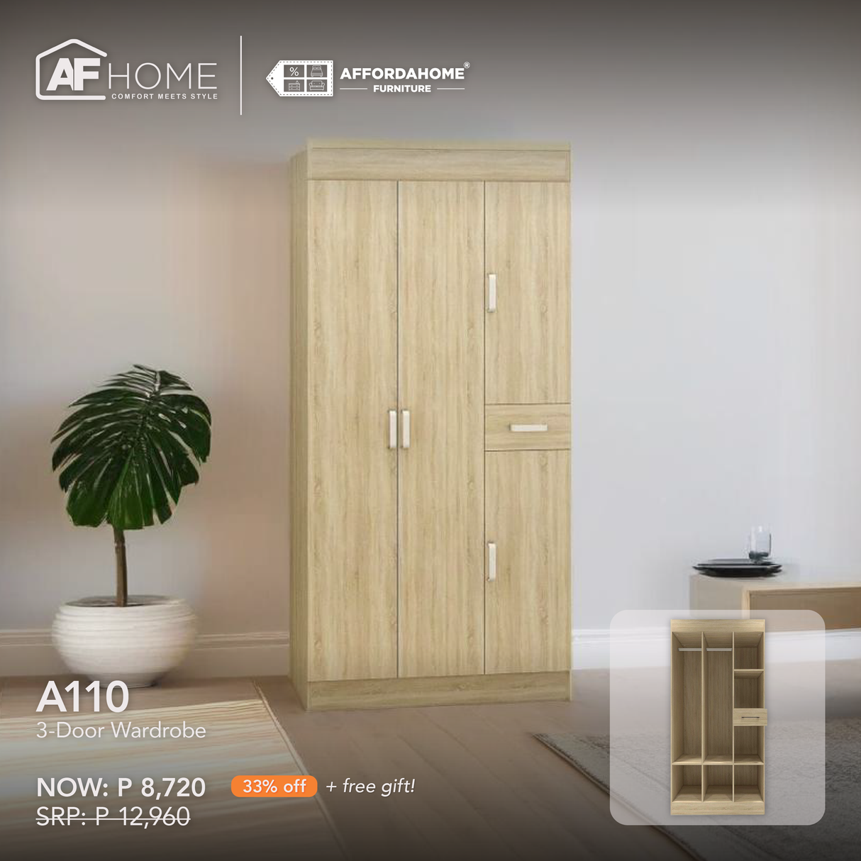 A110 Wardrobe | FREE BATH TOWEL 27"X52" | HOM FEST AF Home