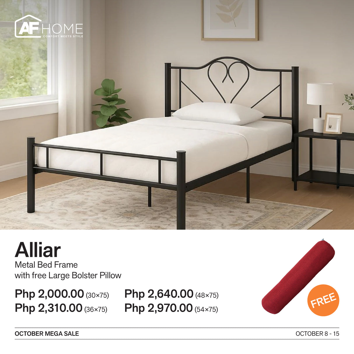 10.10 Mega Sale | Alliar Metal Bed Frame with Surprise Gift AF Home