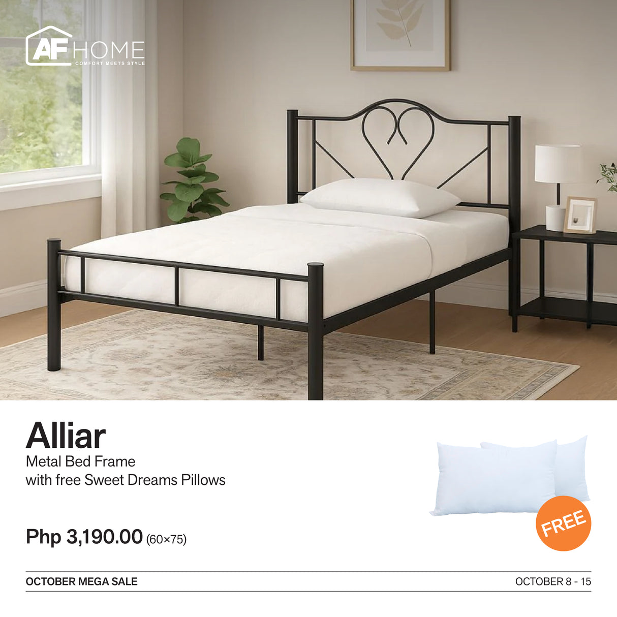 10.10 Mega Sale | Alliar Metal Bed Frame with Surprise Gift AF Home