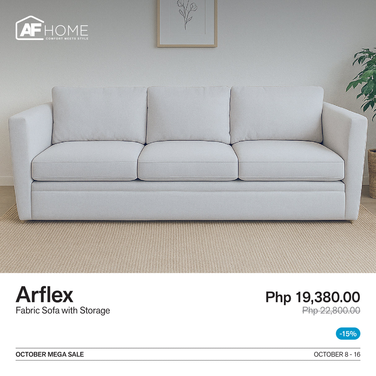 10.10 Mega Sale | Arflex Sofa with Storage AF Home