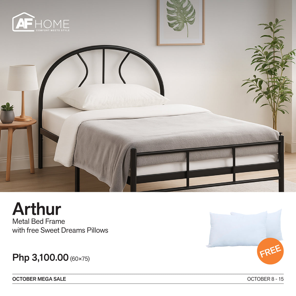 10.10 Mega Sale | Arthur Metal Bed Frame with Surprise Gift AF Home
