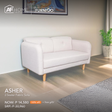 ASHER 2-Seater Fabric Sofa + BENNY CENTER TABLE | FREE BERRY SMALL TEARDROP (RANDOM COLOR) | HOME FEST Furnigo