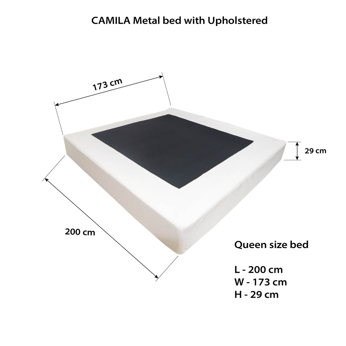CAMILA Metal bed with Upholstered Cover Furnigo