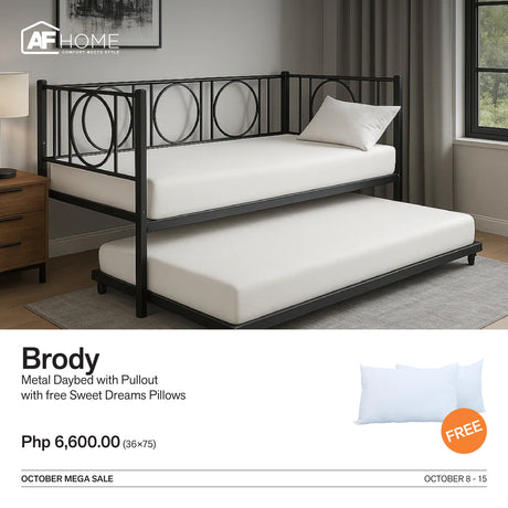 10.10 Mega Sale | Brody Metal Day Bed with Pullout with Surprise Gift AF Home
