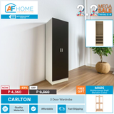 2.2 MEGA SALE | CARLTON 2 Door Wardrobe | FREE GIFT Mars Shelf Medium (Random Color) Affordahome