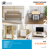 Condo Package | Sofa Bed - Reece Display Shelf - Reece TV Rack - Reece Side Table - Modena Dining Set with Cushion 4-Seater AF Home