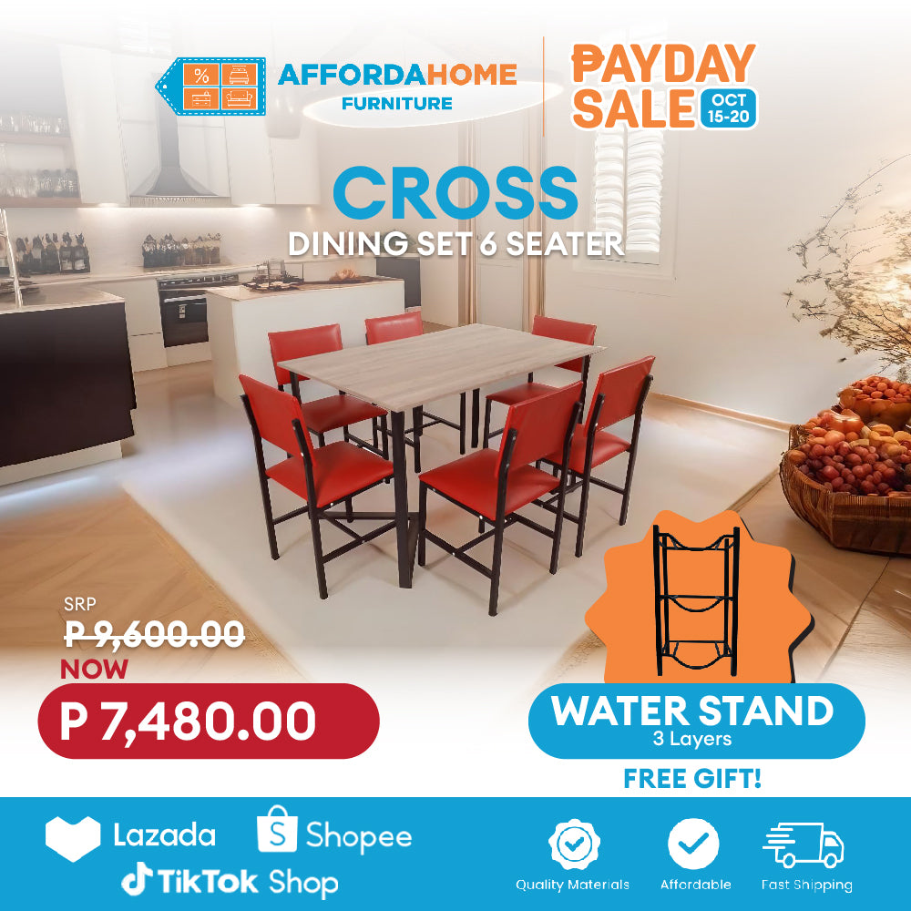 CROSS Dining Set 6 Seater | FREE WATER STAND | Payday Sale Affordahome