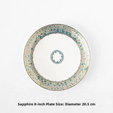 CUPURA Niro - CCS20 Luxury Bone China Tea Cup Set with Saucer Spoon and Strainer Floral Design Light Luxury European Style Gift Box Set Bohemian Powder Blue Classical Blue Rose Angel