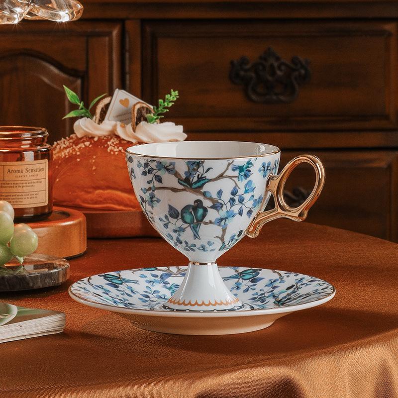 CUPURA Seno - European Goblet-Style Coffee Cup & Saucer Set - Elegant English Afternoon Tea Set CUPURA