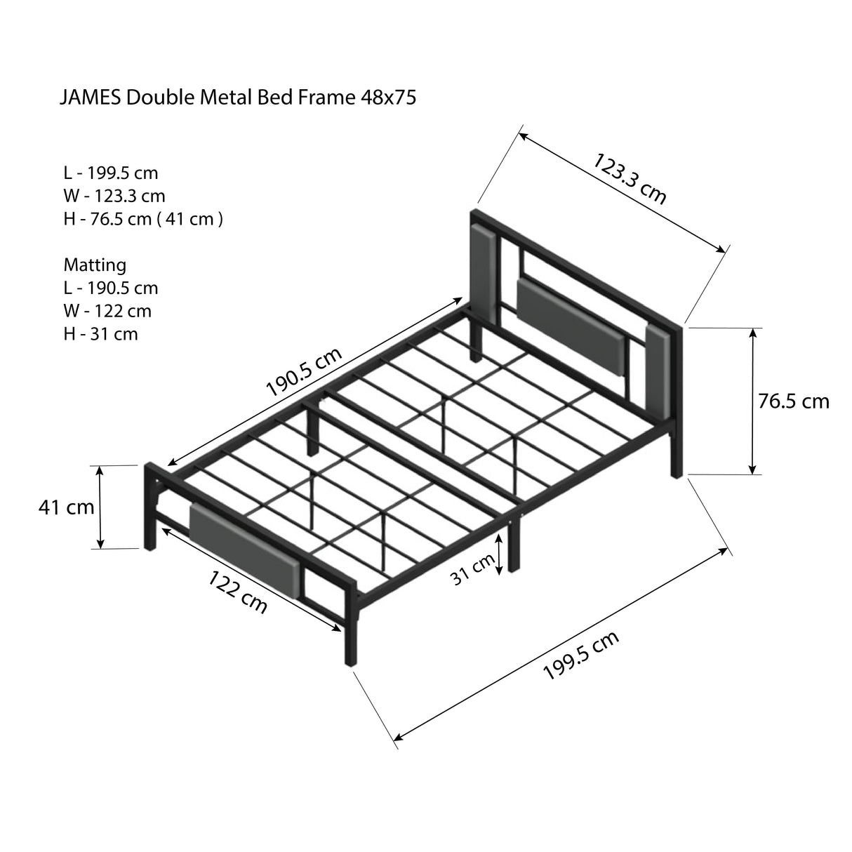 JAMES Single Metal Bed Frame Affordahome