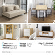 Condo Package | Sofa Bed - Reece Display Shelf - Reece TV Rack - Reece Side Table - Modena Dining Set with Cushion 4-Seater AF Home