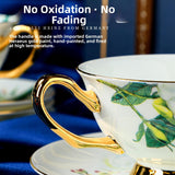 CUPURA Ollo - CCS28 Luxury Bone China Tea Cup Set with Saucer Spoon and Strainer Floral Design Light Luxury European Style Gift Box Set Bohemian Powder Blue Classical Blue Rose Angel