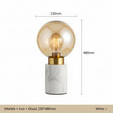 Milano Glow - Aelix - N125 Combination - Modern Natural Marble and Glass Table Lamp with Minimalist Designer Style, Soft Ambient Lighting for Elegant and Functional Spaces - Living Room / Bedroom / Bedside / Hotel / Project / Office Milano