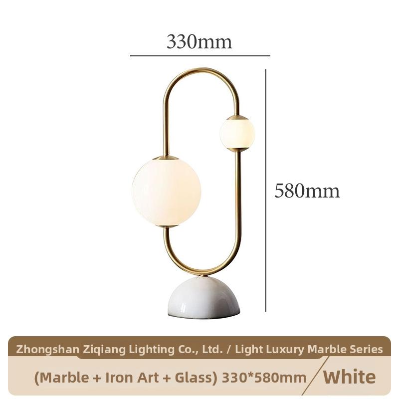 Milano Glow - Aelix - N125 Combination - Modern Natural Marble and Glass Table Lamp with Minimalist Designer Style, Soft Ambient Lighting for Elegant and Functional Spaces - Living Room / Bedroom / Bedside / Hotel / Project / Office Milano