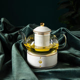 CUPURA Riva - CCS24 Luxury Bone China Tea Cup Set with Saucer Spoon and Strainer Floral Design Light Luxury European Style Gift Box Set Bohemian Powder Blue Classical Blue Rose Angel