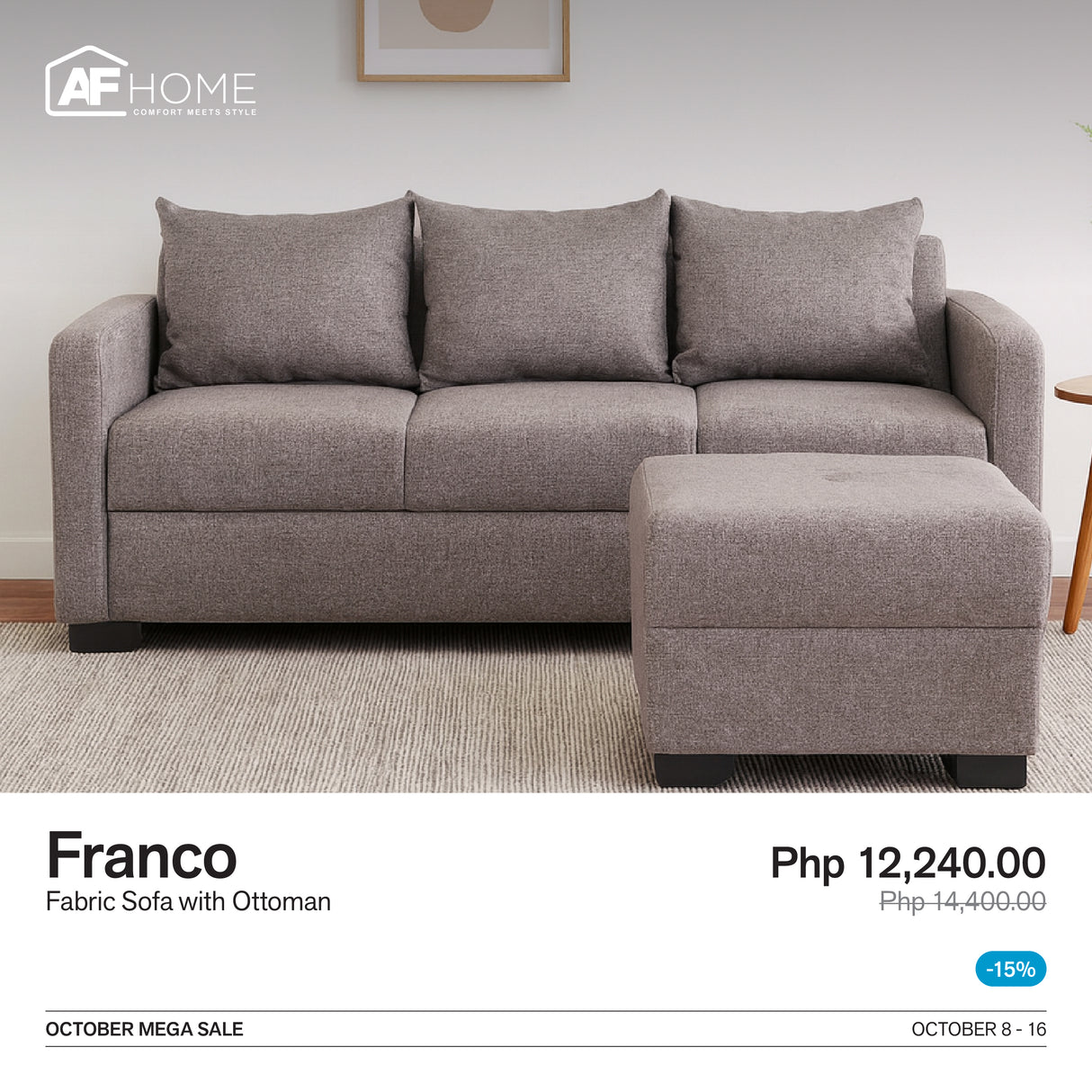 10.10 Mega Sale | Franco Sofa with Ottoman AF Home