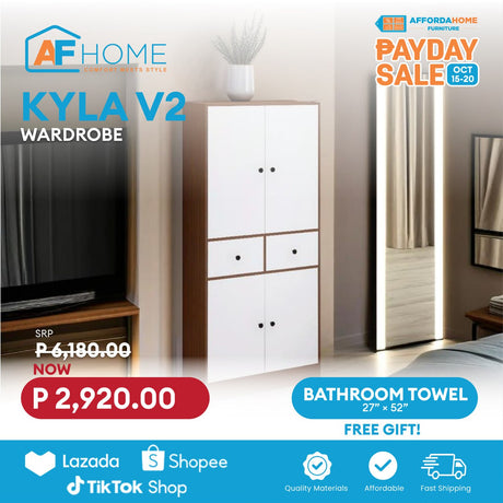 KYLA Wardrobe V2 | FREE BATHROOM TOWEL | Payday Sale Affordahome