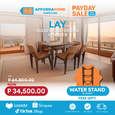 LAY Solid Wood Dining (6-Seater) | FREE WATER STAND | Payday Sale Furnigo