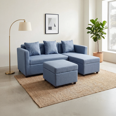 Melo L-Shape Fabric Sofa Set Affordahome