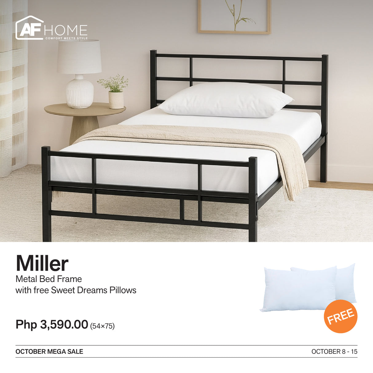 10.10 Mega Sale | Miller Metal Bed Frame with Surprise Gift AF Home